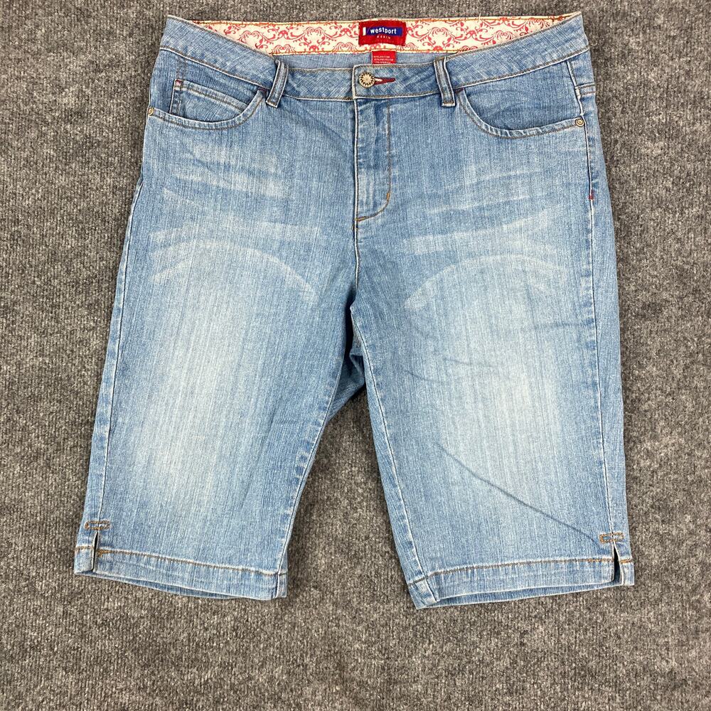 Westport Denim Shorts Womens 12 Blue Bermuda Stretch Mid Rise Light Wash Casual